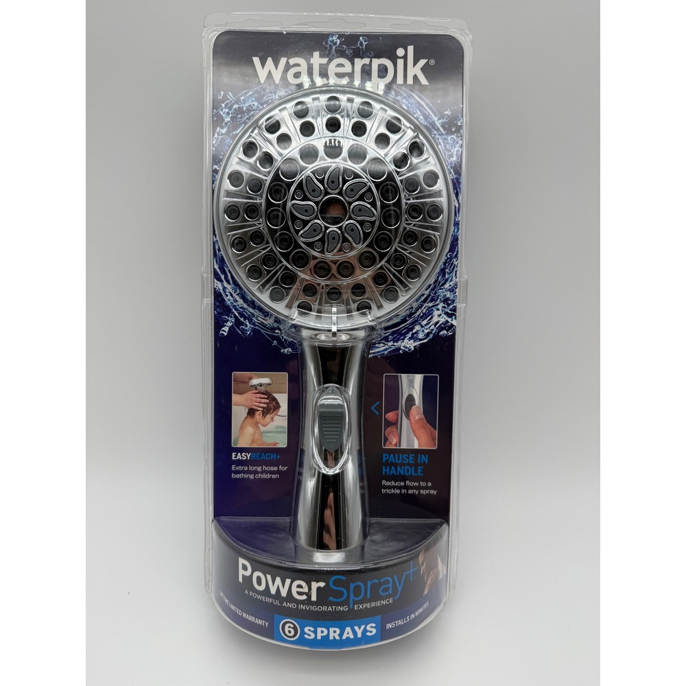 Waterpik Easy Reach+ Handheld Shower Head 6-Spray Chrome 8ft Hose VMH-663ME NEW